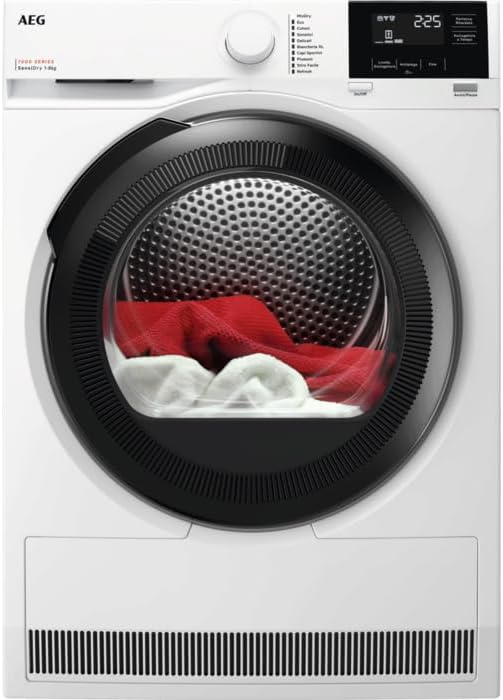 AEG, Asciugatrice, TR7HG8C, 8 kg, 638 mm, 596 mm, Bianco, acciaio inox, motore inverter, pompa di calore