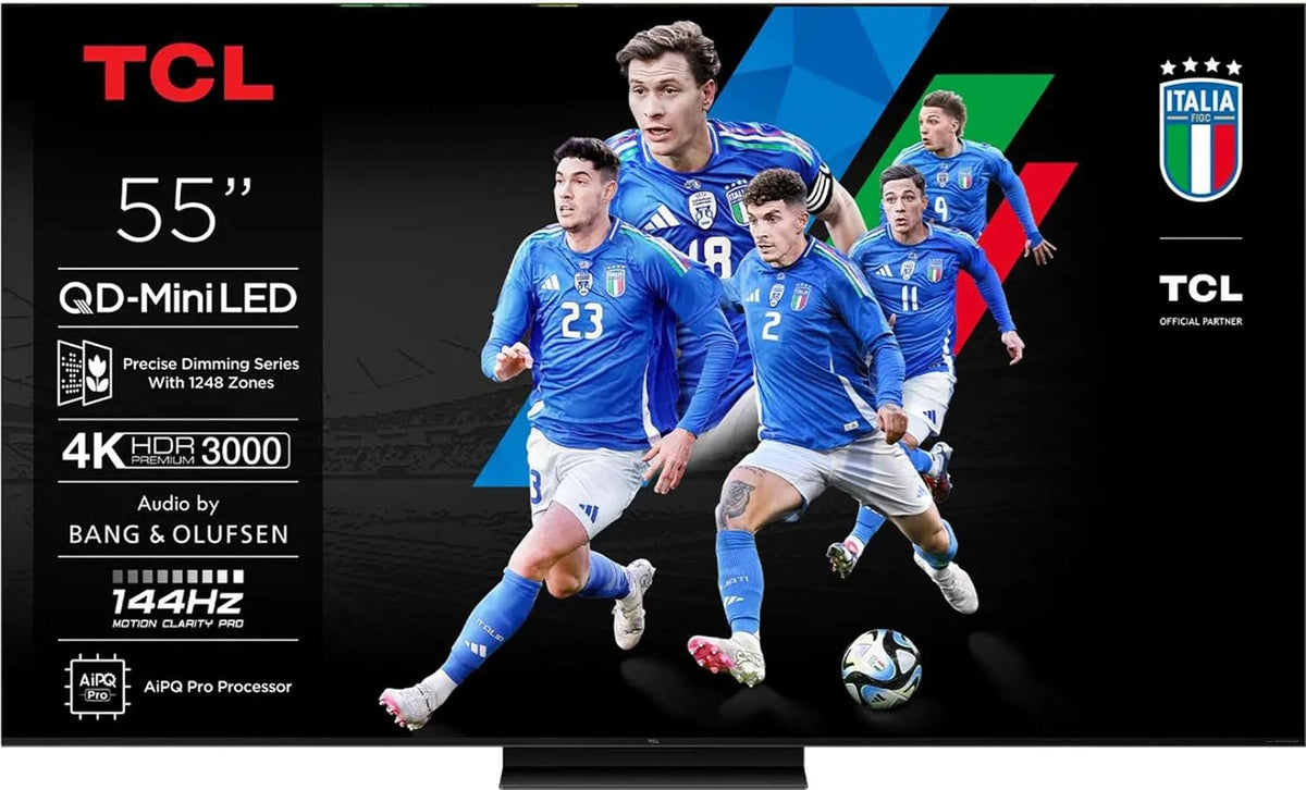 TCL, Smart TV, 55C79K, 55 Pollici, 300 x 300 mm, 139,7 cm, Nero, illuminazione LED, USB, Bluetooth, Wi-Fi, timer