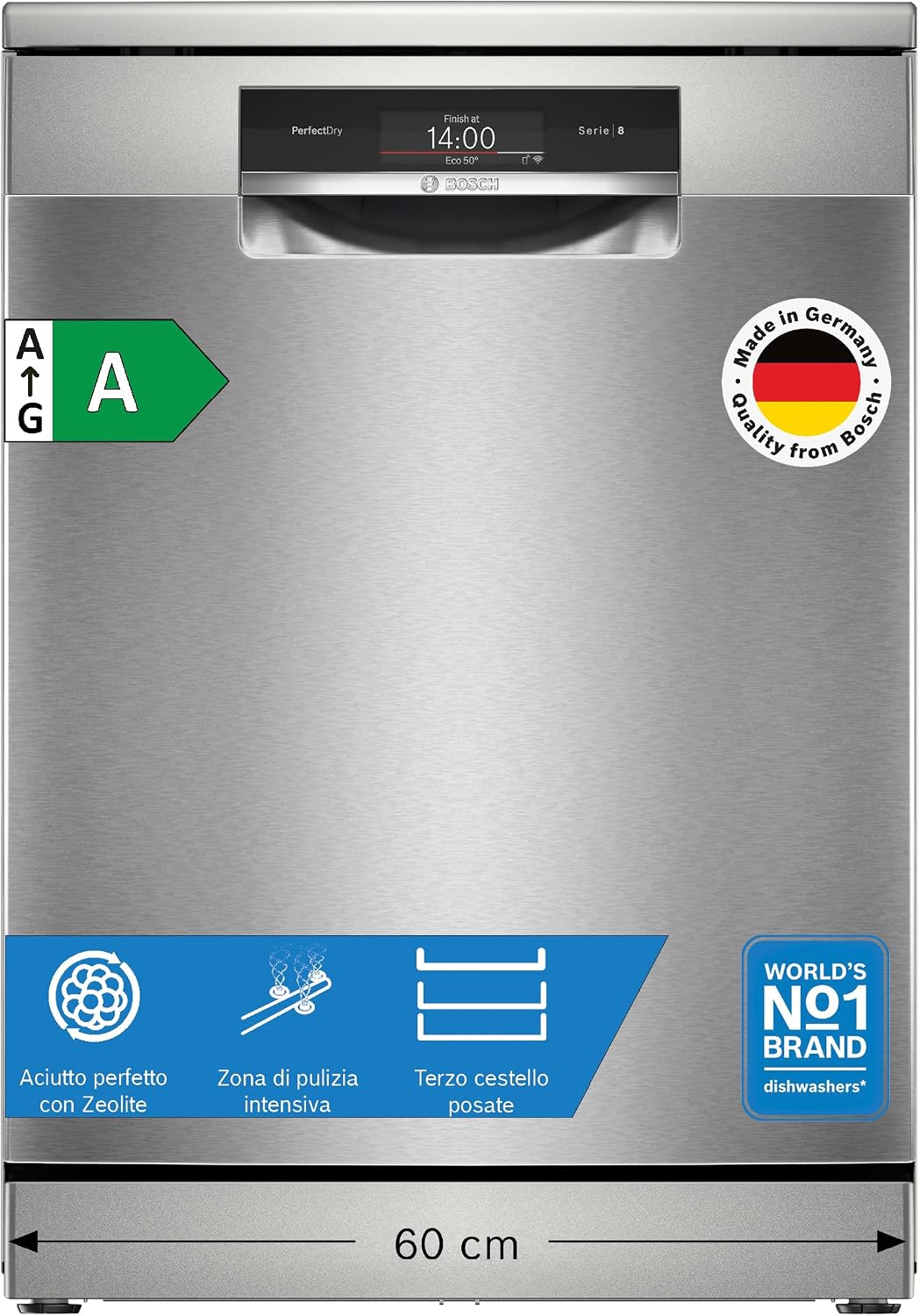 Bosch, Lavastoviglie, SMS8TCI04E, 60 cm, 50 °C, Argento
