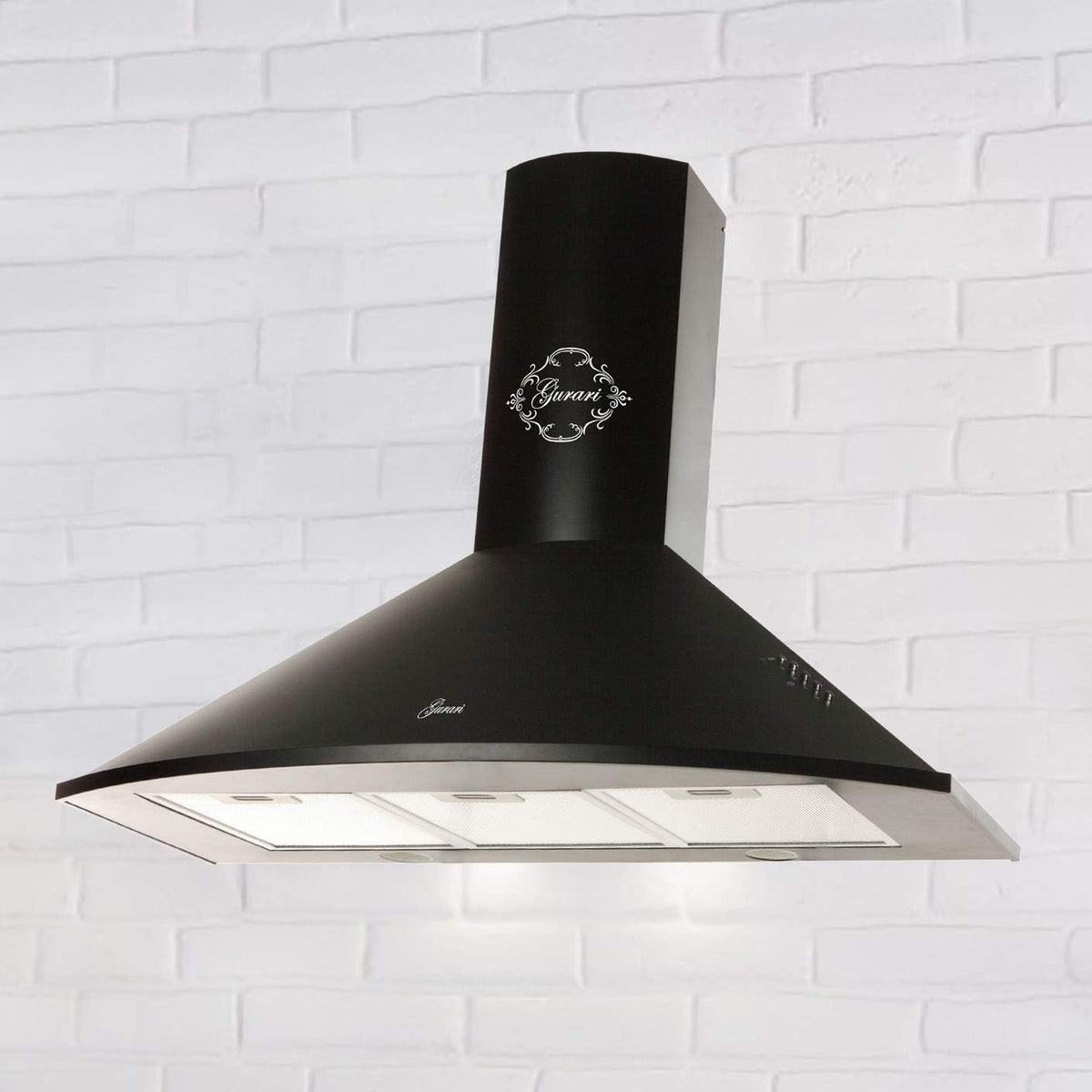 GURARI, Cappa aspirante, 90 cm, 1000 m³/h, Nero, illuminazione LED