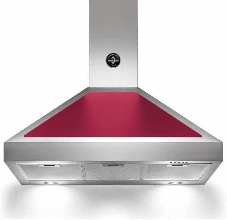 Bertazzoni La Germania, Cappa aspirante, K90AMHVIA/19, 800 m³/h, 65 dB, Rosso/Argento, acciaio inox, illuminazione LED
