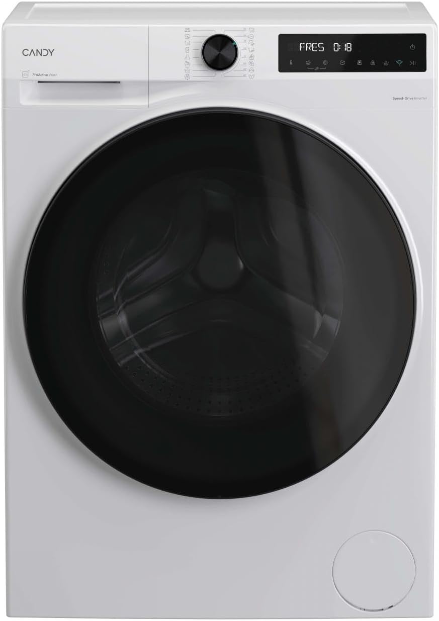 CANDY, Lavatrice, 414BL9-S, 14 Kg, 1400 giri/min, 72 dB, Bianco, acciaio inox, Bluetooth, Wi-Fi, motore inverter