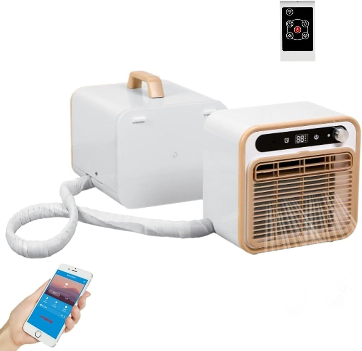 Condizionatore, 5000 BTU, 1500 W, 2 m, Bianco, illuminazione LED, Wi-Fi, telecomando, timer