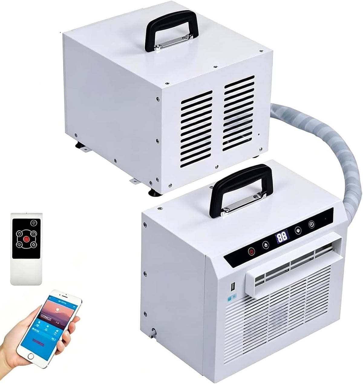 Condizionatore split, 3000 BTU, 130 m³/h, 19,1 x 28,5 x 2,3 cm, Bianco, Wi-Fi, telecomando, timer, spegnimento automatico