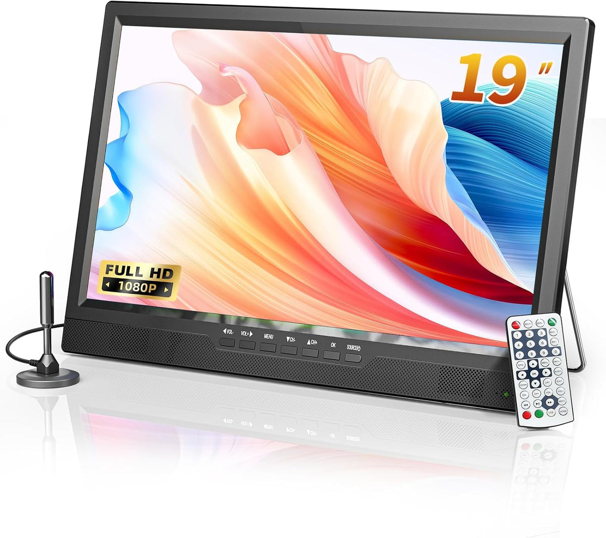 Desobry, Letto, 1080P, 19 pollici, Grigio, USB, telecomando, timer
