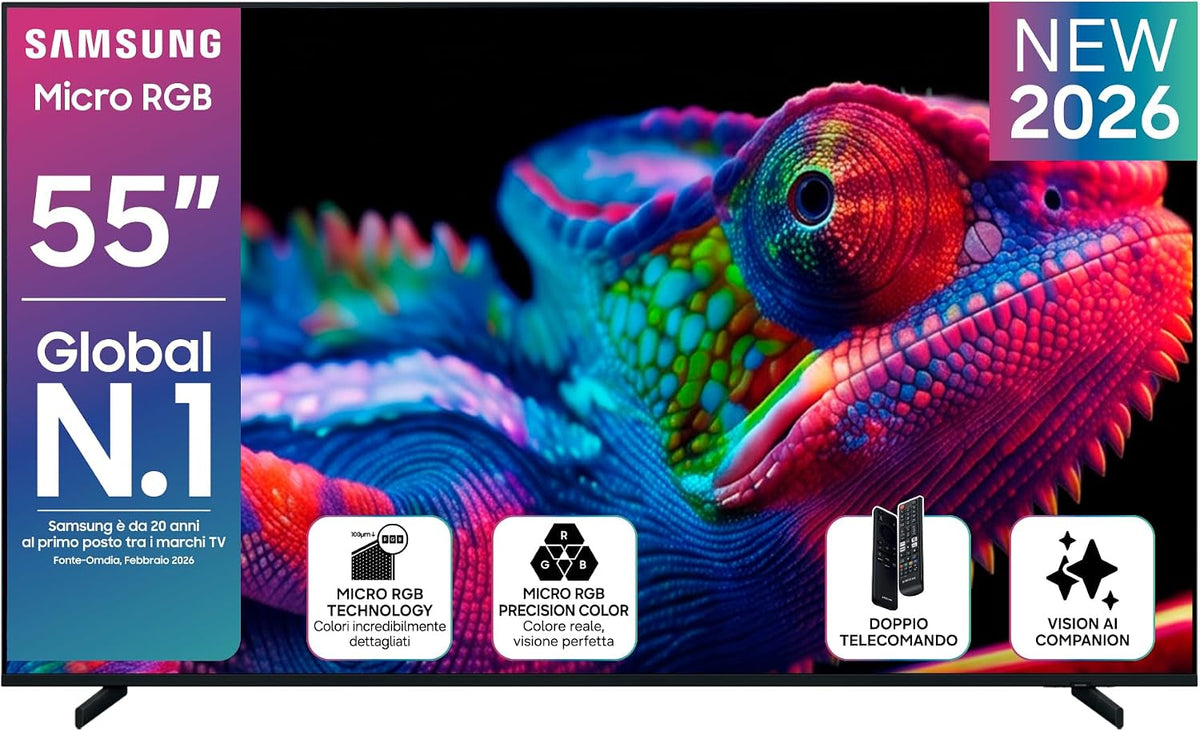 Smart TV, MRE55R85HATXZT, Samsung, 122,4 x 70,80 x 5,2 cm, 55 pollici, Nero, Wi-Fi, telecomando