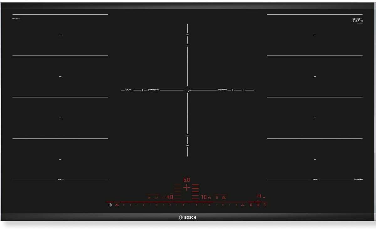 Bosch, Piano cottura, PXV975DC1E, 24 x 4 cm, 11.1 kW, Nero