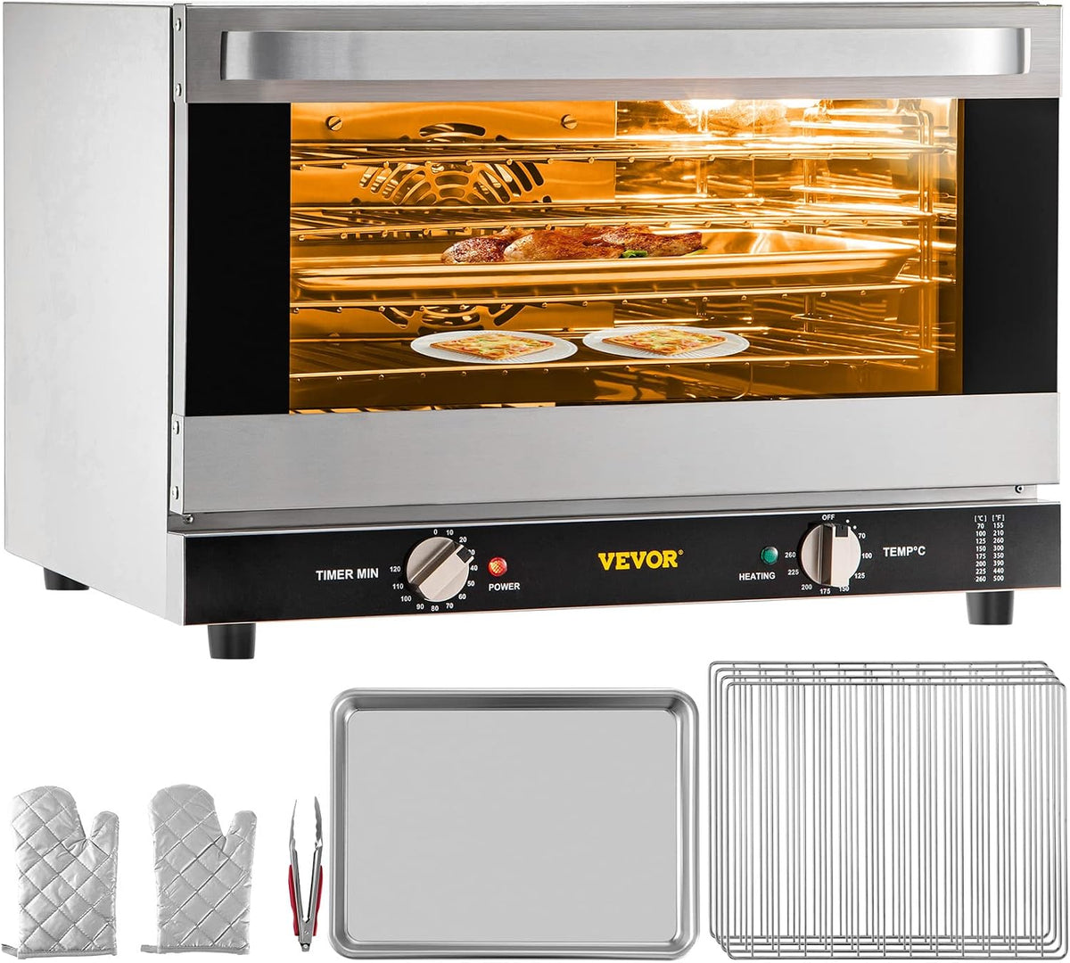 Tavolo, VEVOR, 1600 W, 47 L, 47x39x25 cm, Nero/Argento, acciaio inox