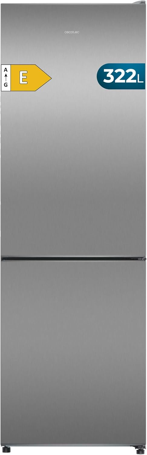 Cecotec, Frigorifero combinato, 322 L, 60 cm, Argento, illuminazione LED, No Frost