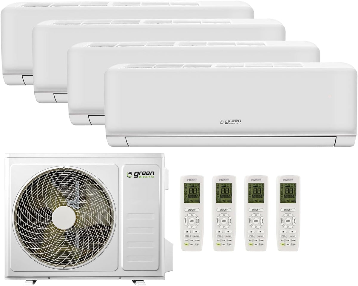 GREEN ELECTRIC, Condizionatore, 12000 Btu, 26 x 81 x 19 cm, 55 °C, Bianco, Wi-Fi, telecomando, pompa di calore