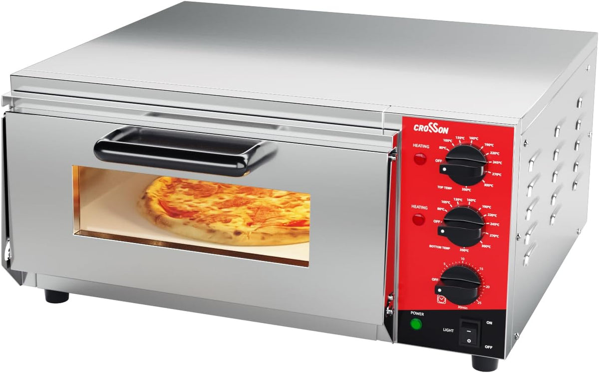 crosson, Forno elettrico, 16 Pollici, 230 V, 2000 W, Argento, acciaio inox, timer