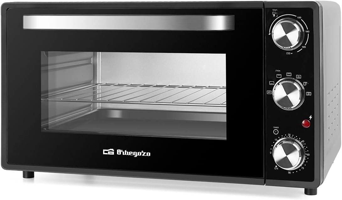 Tavolo, Orbegozo, 38 l, 2000 W, 56 x 32 x 44 cm, Nero/Argento, acciaio inox, timer