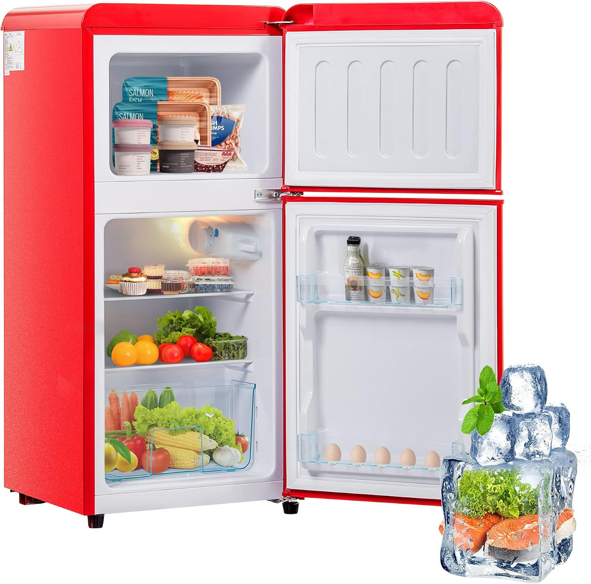 Generisch, Frigorifero, 60 l, 88,8 cm, 45,5 cm, Rosso, illuminazione LED