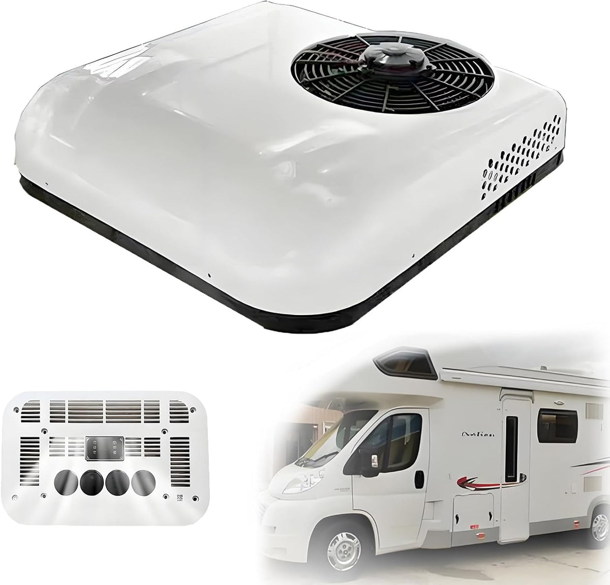 Condizionatore, 68,5 x 68 x 14,5 cm, 12 V, 600 g, Bianco, telecomando, motore inverter