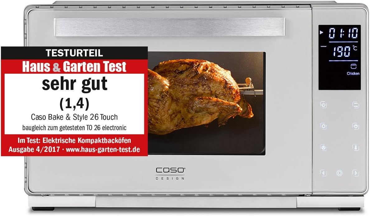 Caso, Forno elettrico, 230 °C, 30 cm, Nero/Argento, acciaio inox, timer