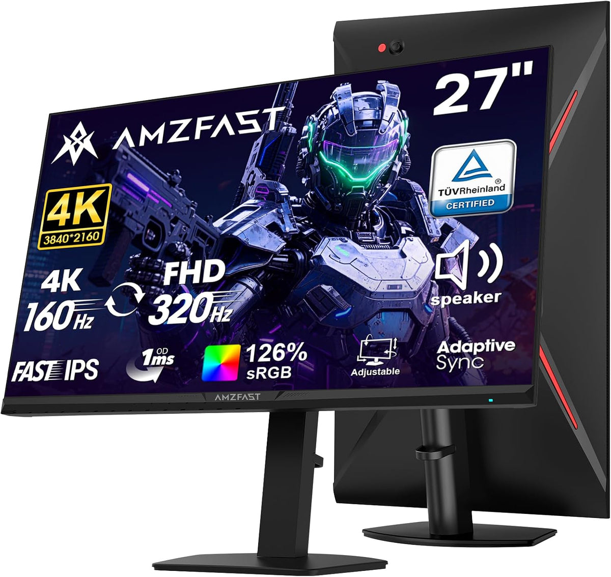 Amzfast, Monitor, PBP/PIP-AMZG27F6U, 27 Pollici, 13 cm, 100 mm, Nero, altezza regolabile