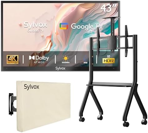 SYLVOX, Smart TV, 700 x 500 mm, 30°C, 55 pollici, Nero, illuminazione LED
