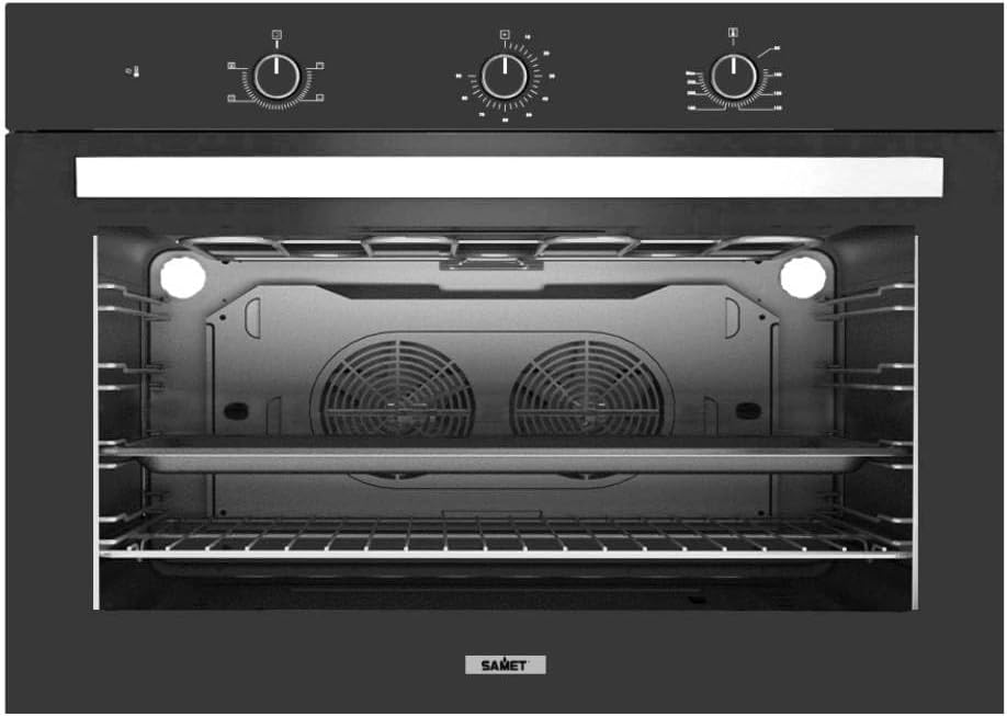 Forno da incasso, SAMET, 89,5x57x59,5 cm, 90 cm, 100 Litri, Nero, timer